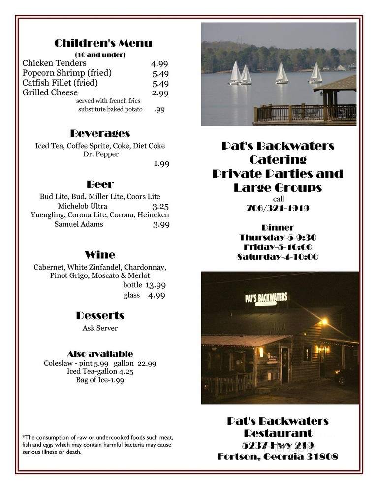 Pat's Backwaters Steaks - Hamilton, GA