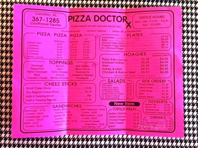 Pizza Doctor Of Carrollton - Carrollton, AL