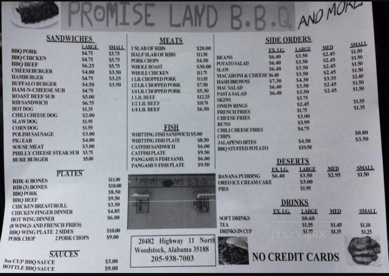 Promise Land Bar-B-Que - Woodstock, AL