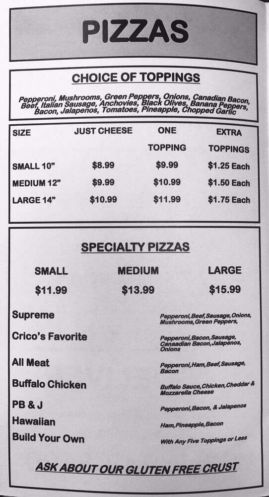 Crico's Pizza & Subs - Gulf Shores, AL