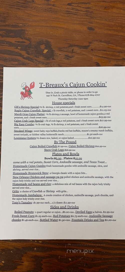 T-Breaux's Cajun Cookin' - Carrollton, GA